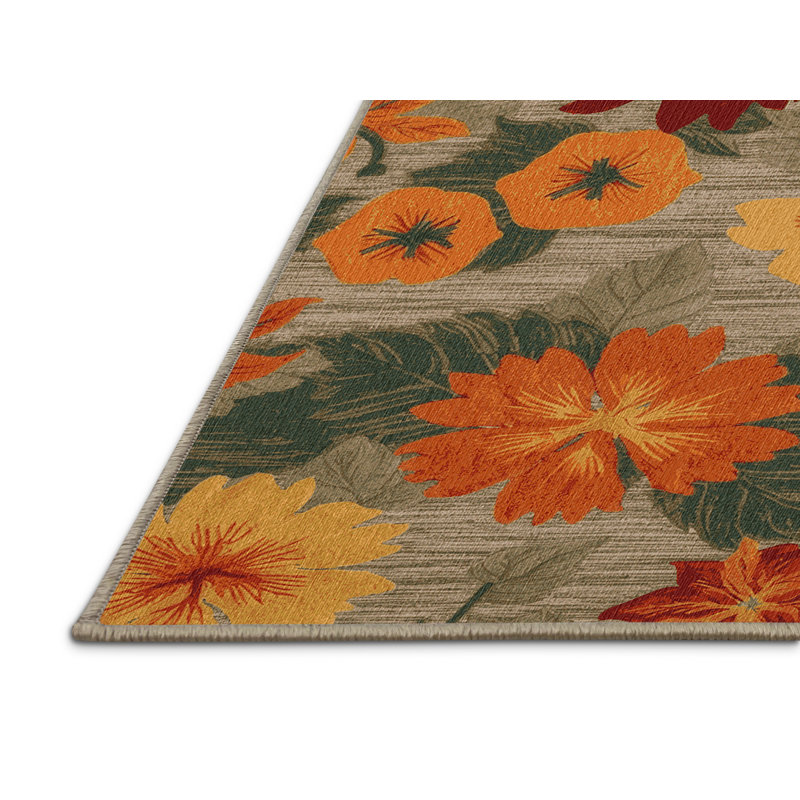 Washable Nasturtium Vegetables Area Rug, Rectangle 8' x 12'