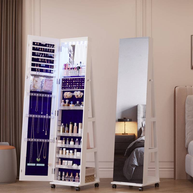 Armoire pour bijoux à DEL Kalijah, Blanc