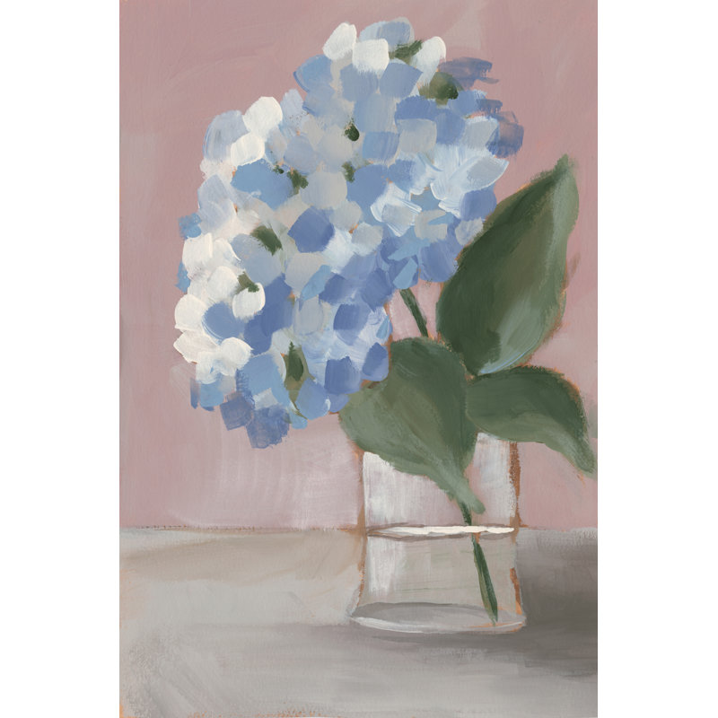 " Single Hydrangea I " Painting Print, 12" H x 8" W 