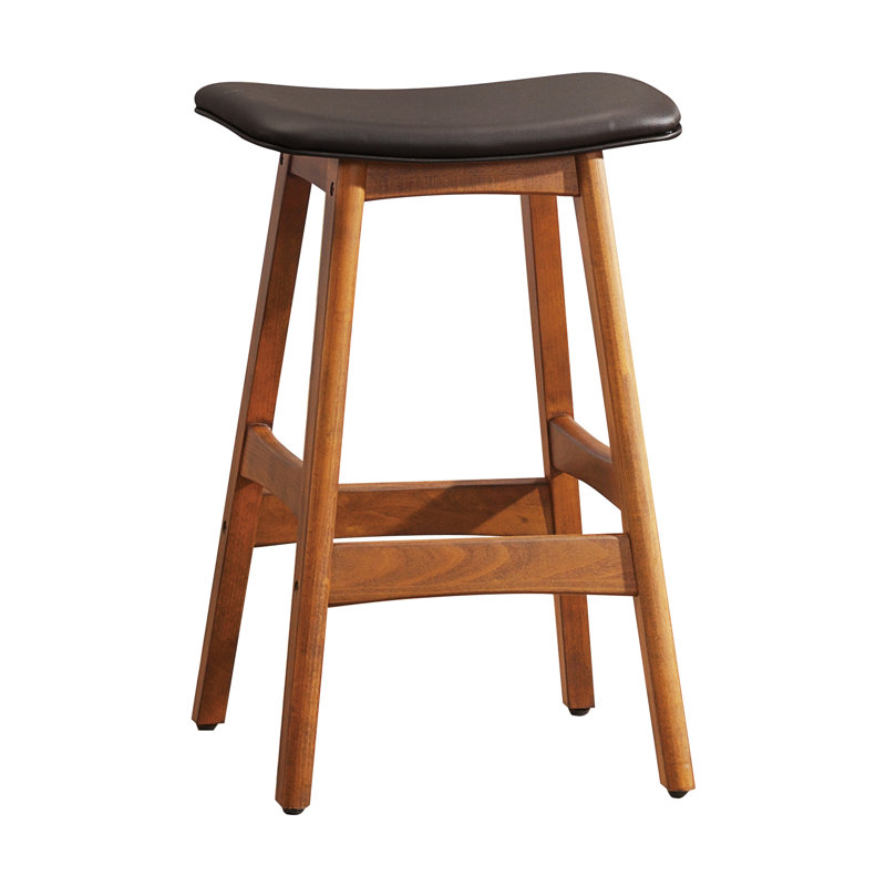 Tabouret à hauteur de comptoir en similicuir bruxellois brun foncé, en bois massif, style Mid-Century moderne, de 2 unités modernes