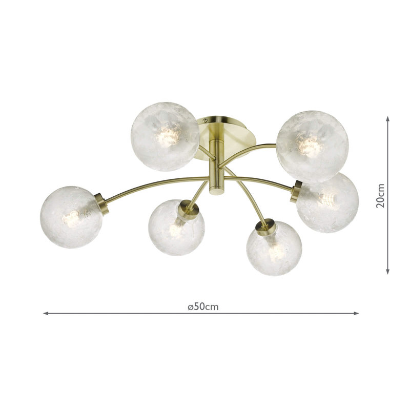 Barima Glass Semi Flush Mount, Brass