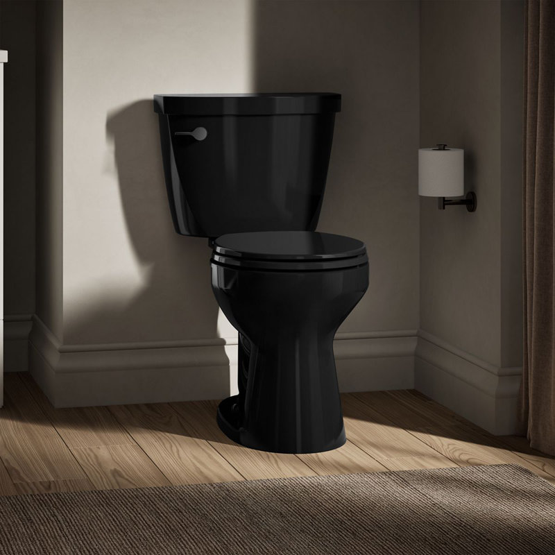 Cimarron® 1.28 GPF Water Efficient Round Two-Piece toilet (Seat Not Included), Black, Right-Hand