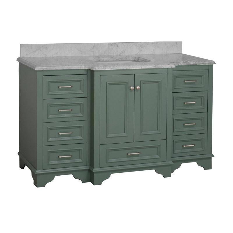 Ensemble de meuble-lavabo simple 60 po Loughlam, Marbre de Carrare, Vert sauge