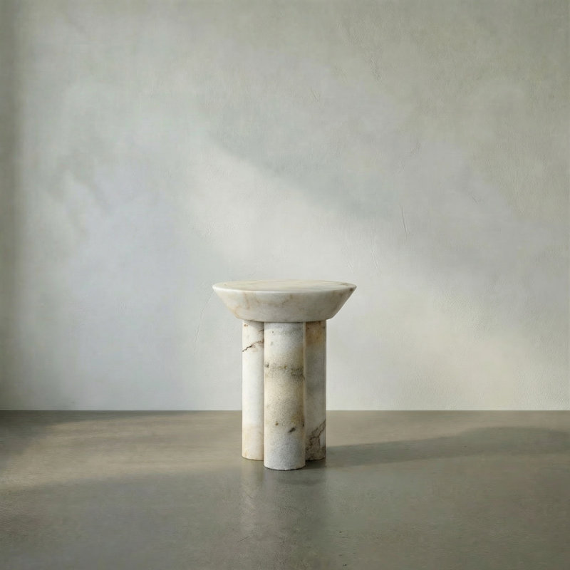 Nox Marble End Table, White