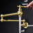 Gold Brass Pot Filler Faucet Wall Mount With Arm Functional Design For Optimal Results, Double Handles Precise Water Flow Management, Corrosion Surface Protection Mechanism, Serene And Non- Aerator-22502905