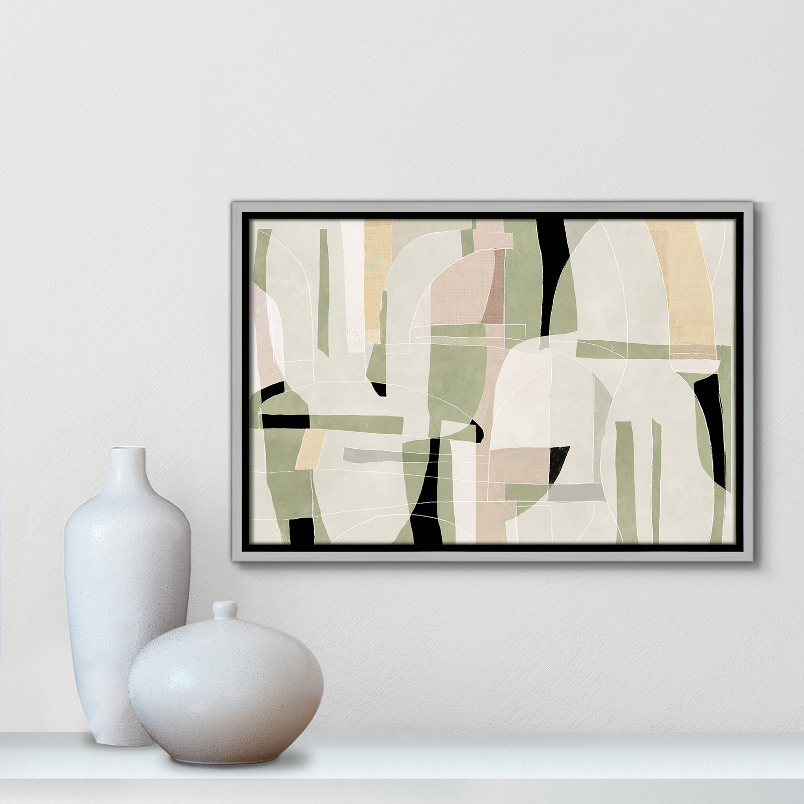 Sunny Barcelona - Floater Frame Canvas, 19.5" W x 13.5" H, Silver