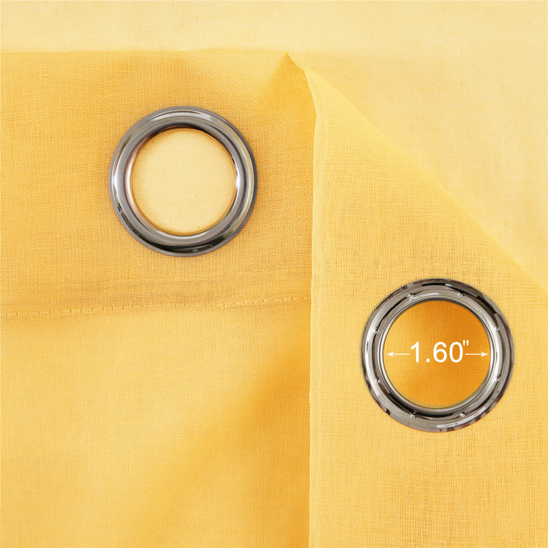Paire de rideaux transparents avec œillets Diyon, L 54 po x L 63 po, Jaune