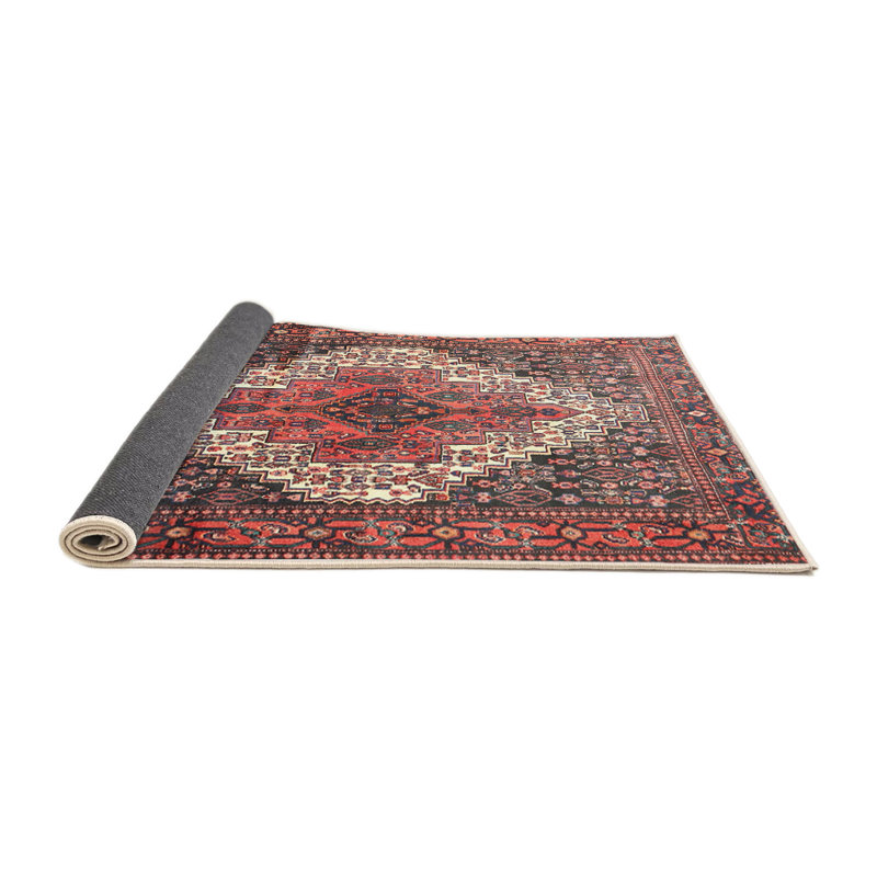 Tapis traditionnel rouge / brun, Rond 5 pi