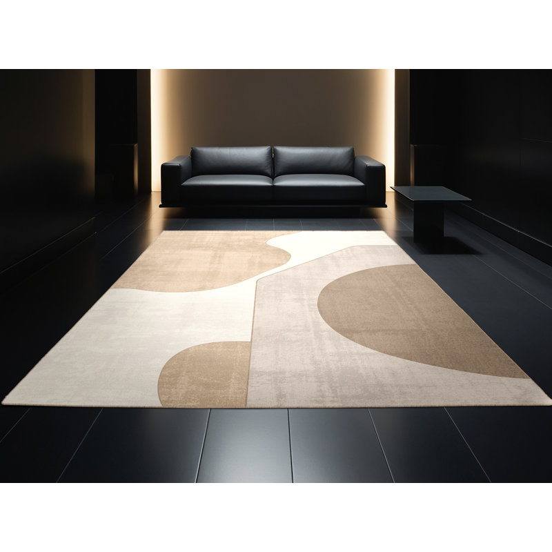 Tapis beige moelleux moelleux et moelleux Earls, Carré 7 pi