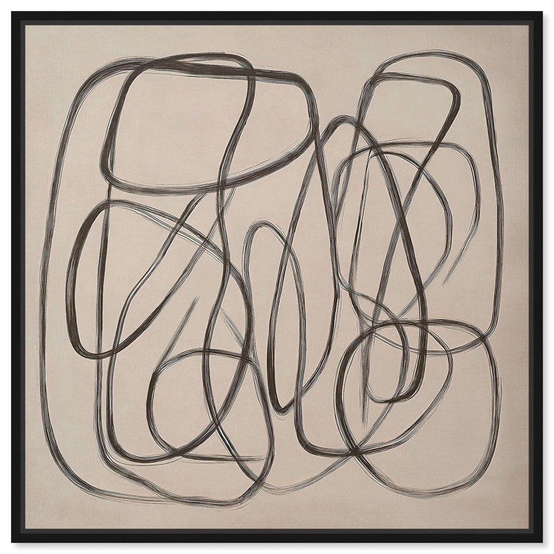 «Unbroken Line I» par Boho, art abstrait , H 31 po x l 31 po, Cadre flottant noir