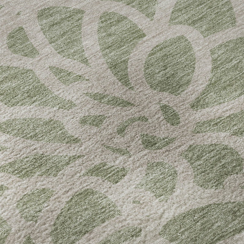 Premium Machine Washable Mayfield AMF2412 Floral Rug, Celery, 9' x 12'