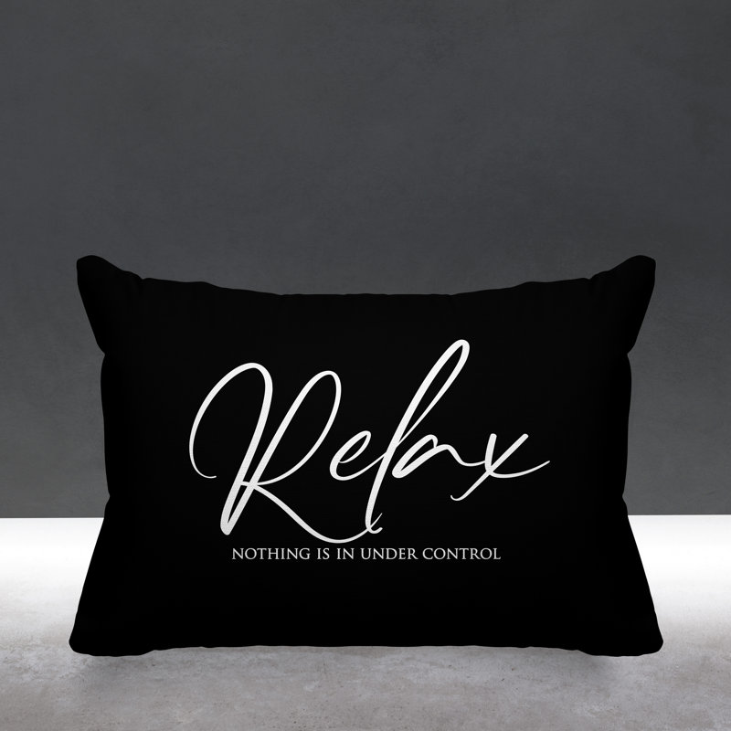 Housse et insert de coussin rectangulaire Aspire Relax Rien n'est sous contrôle, Noir