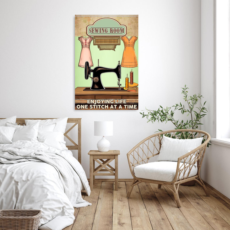 Pièce de couture sur toile, impression, H 36 po x l 24 po x P 1,25 po