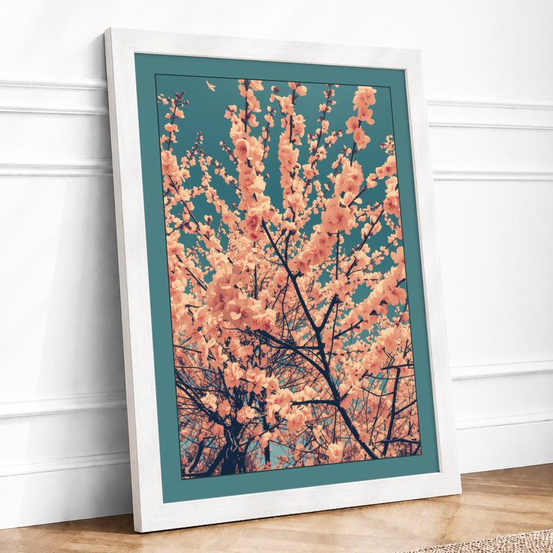 Moonlit Cherry Blossom Botanical - Framed Print, A1 - 84.1 x 59.4 cm, White