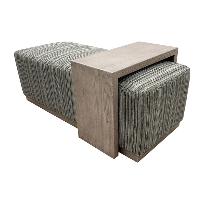 Argjent Plush Multifunctional Ottoman with Removable Table- Versatile Bench & Cocktail Table in One, Stripe