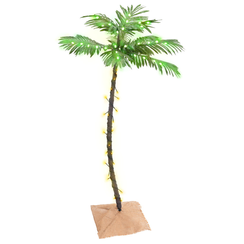 Lighted Artificial Tropical Christmas Tree, 3.94ft H x 1.15ft W x 1.15ft D