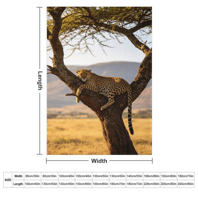 Jeté en flanelle Leopard Tree Savanna, 60 x 80 po