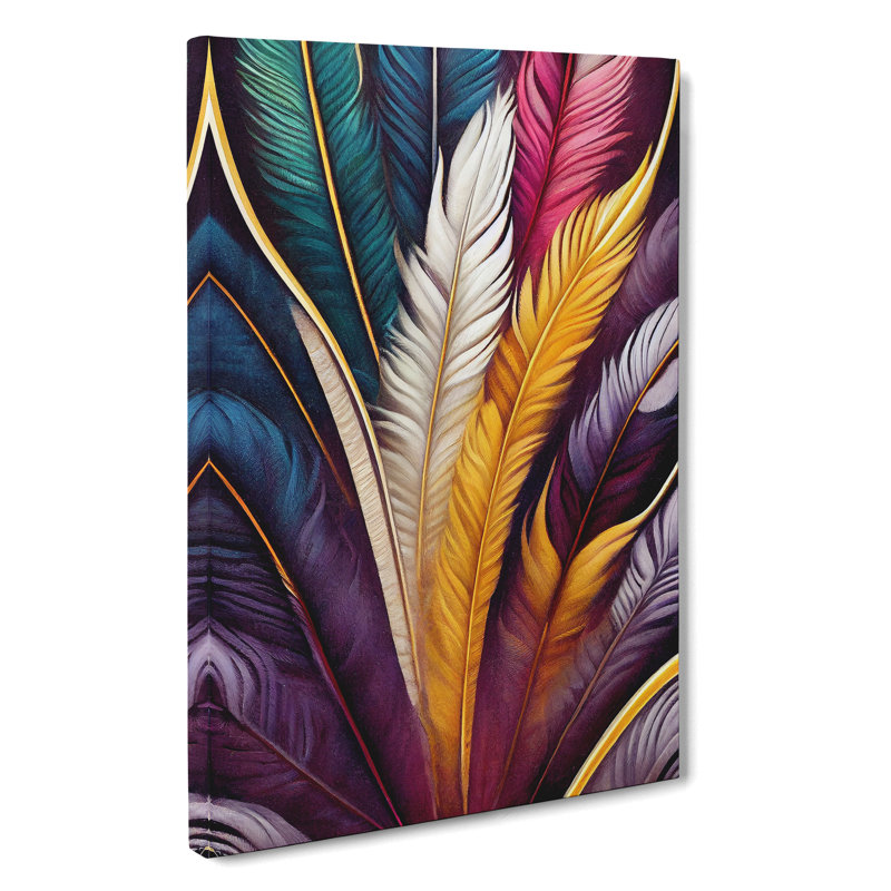 Feathers In Colour No.3 - Wrapped Canvas, 50cm H x 35cm W x 3cm D