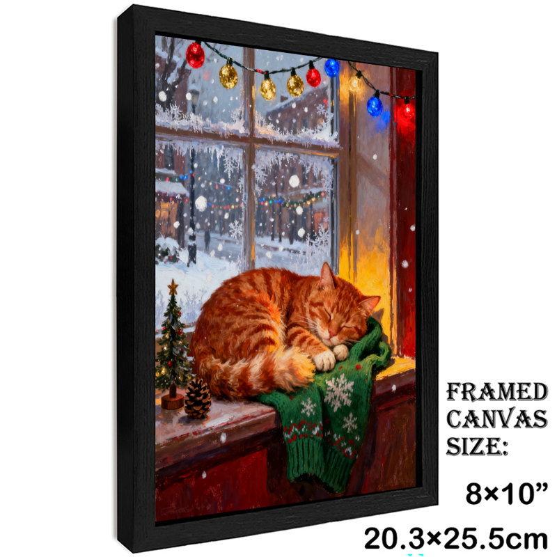 Reproduction d'art de chat rétro noir encadré noir, H 11 po x l 9 po