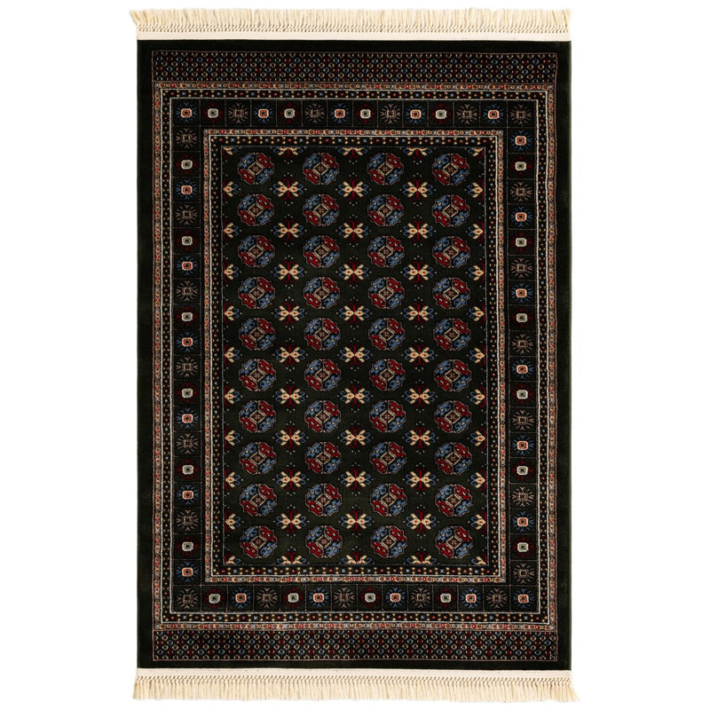 Tapis traditionnel Hinshaw vert foncé, Rectangle 4 pi 1 po x 6 pi 1 po