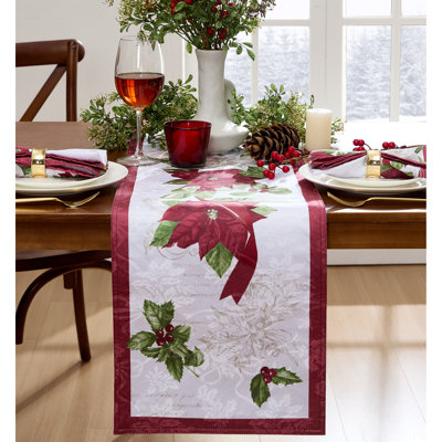 Kalayiah Clarette Poinsettia Holiday Fabric Table Runner
