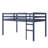 Solid Wooden, Rubber Wooden Twin Loft Bed with Ladder, Bed Platform of Strengthened Slats, Blue-121779873