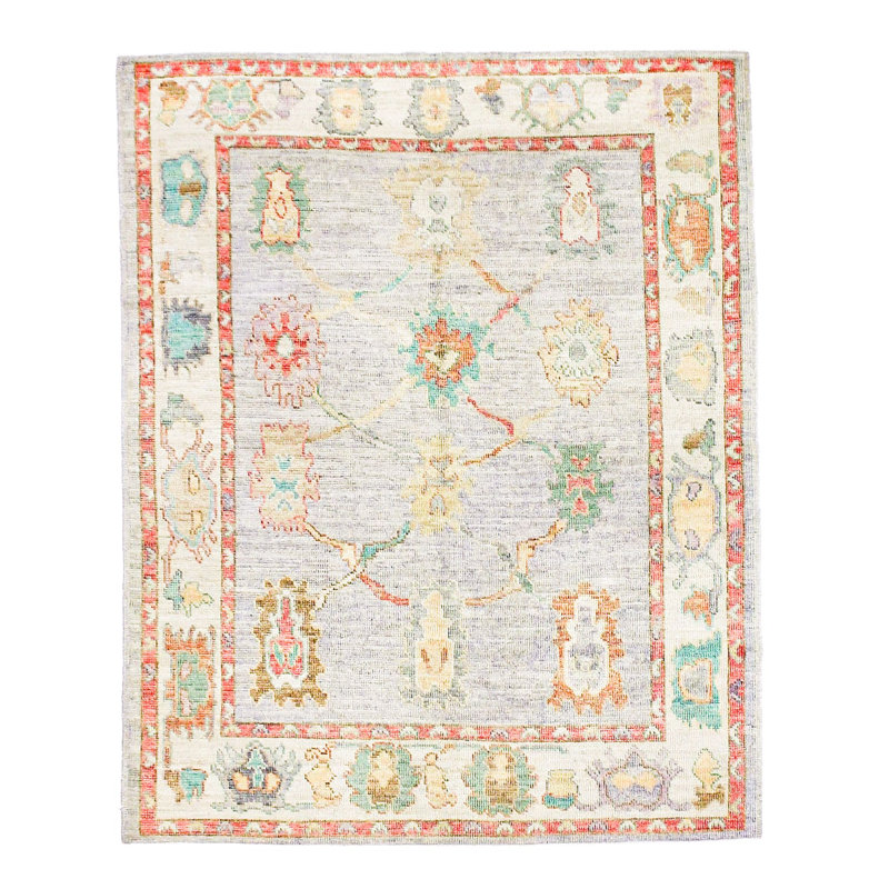 Tapis Oushak turc rétro fait à la main 5 x 7
