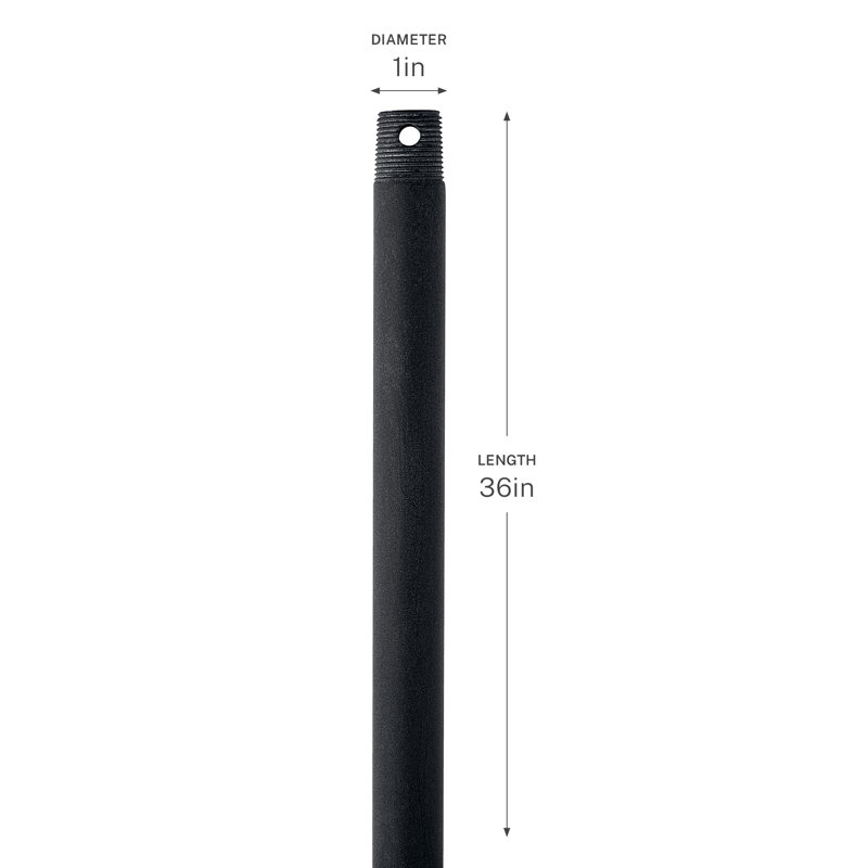 Tige de suspension de ventilateur de plafond en zinc vieilli de 91 cm (36 po), H 36 po x l 0,75 po x P 0,75 po, Zinc patiné