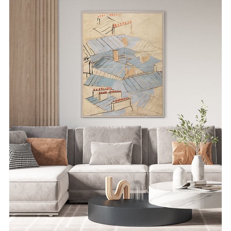 Rooftops Print by Paule Marrot, Acrylic Box, 56" H x 44" W x 1.25" D