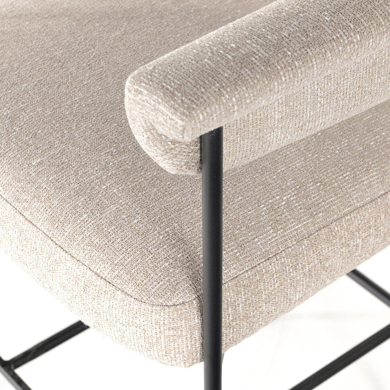 Carrie Upholstered Stool, Counter Stool (26.5" Seat Height), Light Camel Polyester, Solid