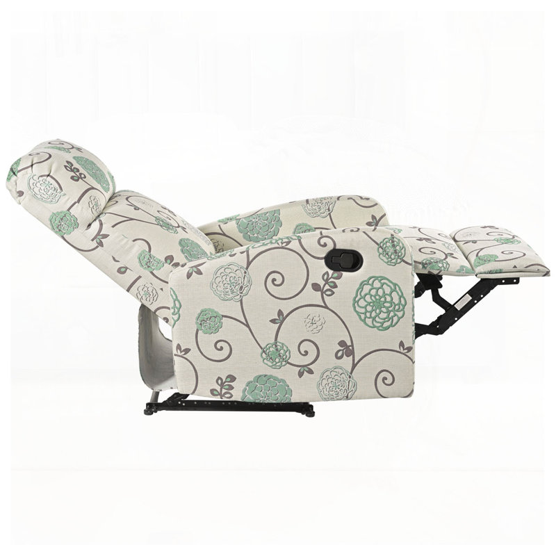 Fauteuil inclinable manuel avec dossier réglable, Floral beige / bleu