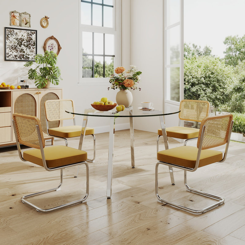 Ensemble de salle à manger 5 pièces, H 29,5 po x L 42 po x l 42 po, Jaune