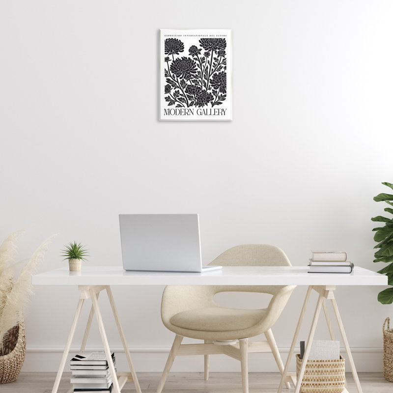 Art moderne sur plaque de fleurs de chrysanthème moderne, design par lettré et doublé