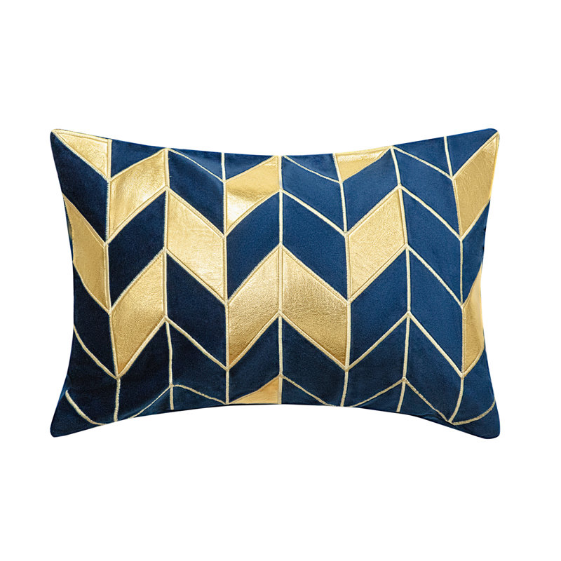  Housse de coussin lombaire en velours bleu marine Modern Home