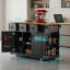 Îlot de cuisine 53 po gris avec station de charge à 5 tablettes et 3 tiroirs-531001198