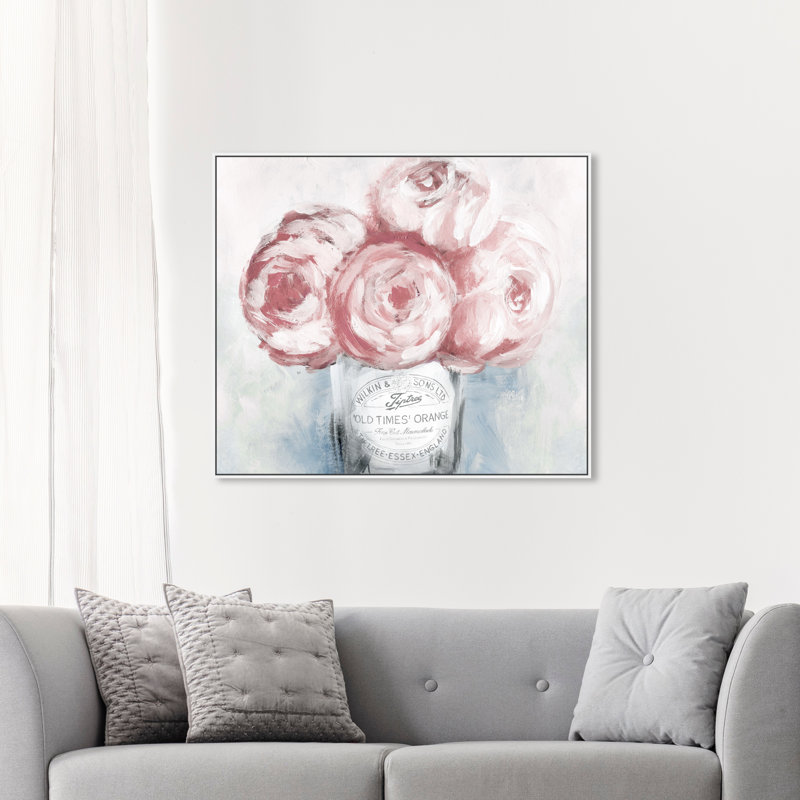 «Peony Jam», impression sur toile tendue, H 24 po x l 30 po, Cadre flottant blanc