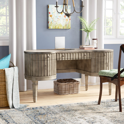 Melange Curved Solid Wood Executive Desk