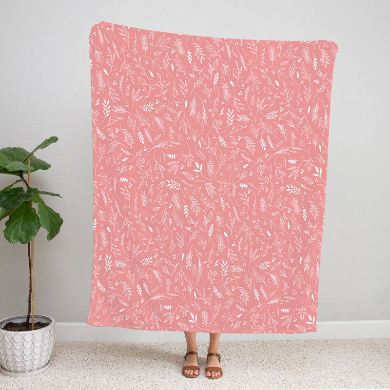 Throw Blanket, 68" W x 80" L, Floral/Abstract, Pink