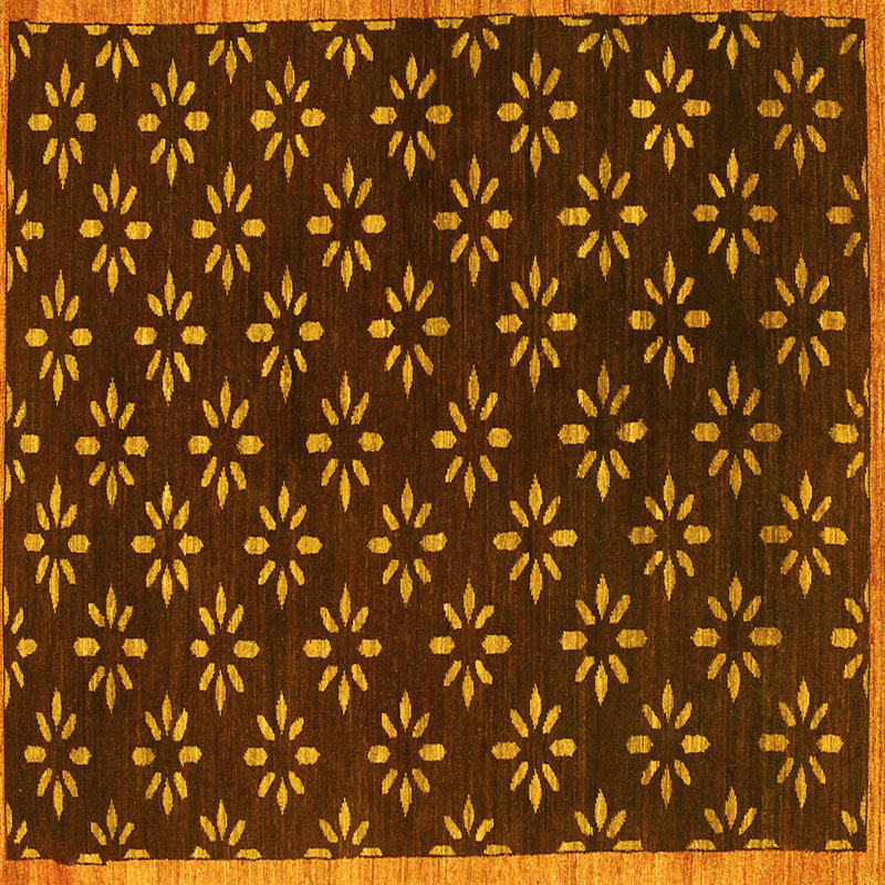 Tapis contemporain jaune lavable à la machine, Carré 8 pi