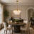 Transitional 3 Light Antique Brass Glass Chandelier