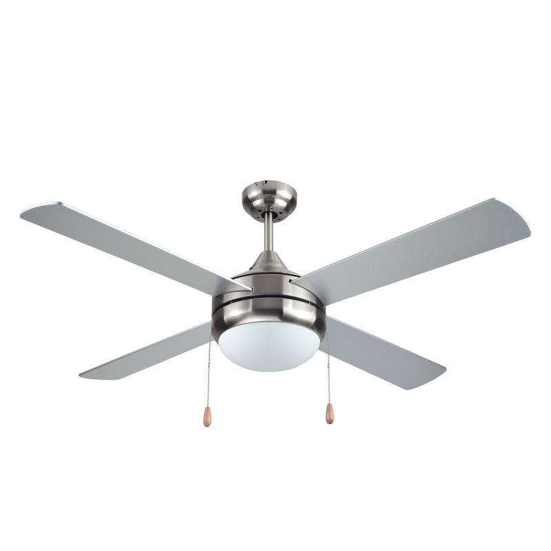 52-Inch Silver Brushed Nickel Ceiling Fan with Frosted Glass Light Kit