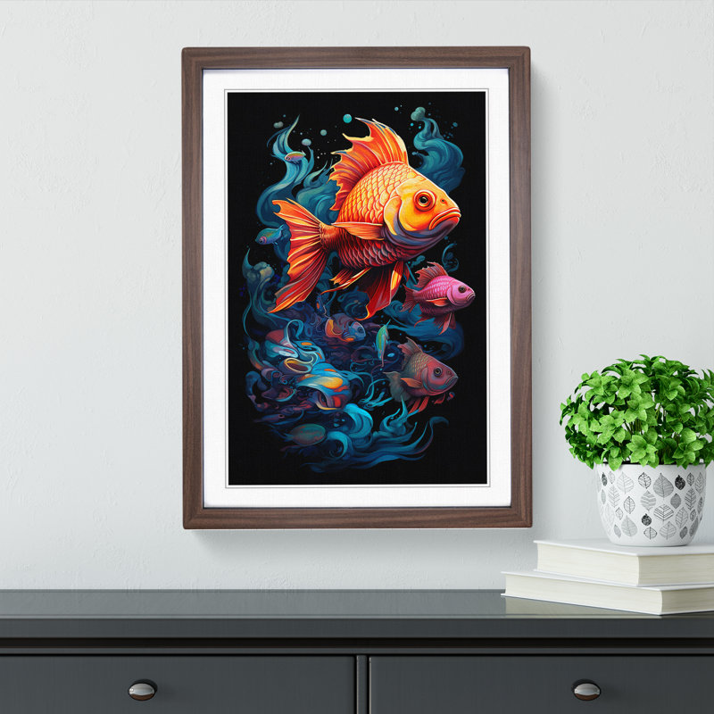 Fish Orphism No.2 - Framed Print, Walnut Framed, 64cm H x 46cm W