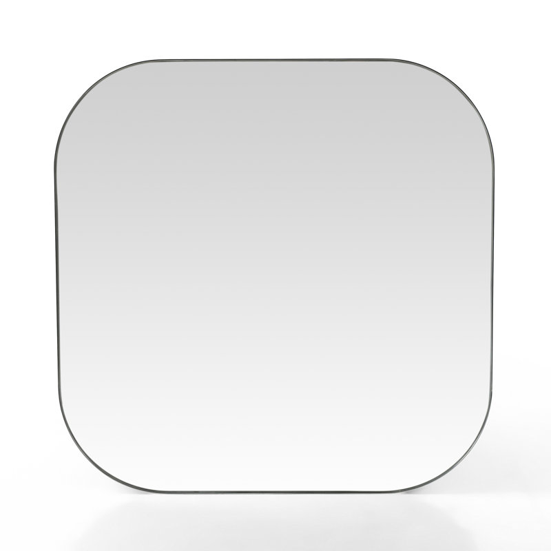 Bellvue Flat Metal Wall Mirror, 47.25" x 47.25", Shiny Steel