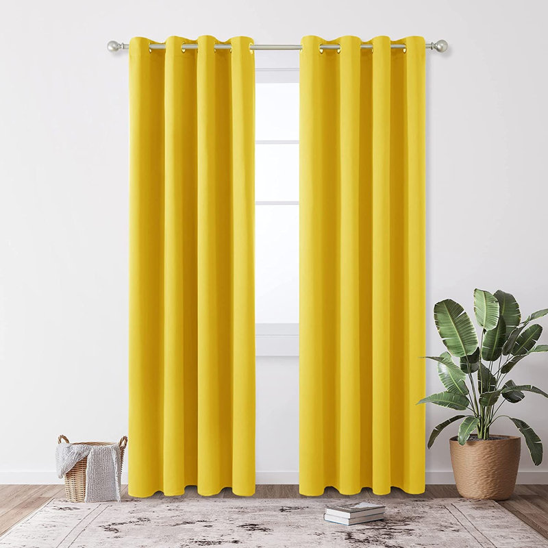 Ivori Room Darkening Door Curtain Pair, 107 W x 229 D cm, Lemon Yellow