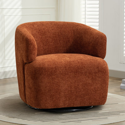 30" Wide Upholstered Swivel Barrel Accent Chair, No Assembly