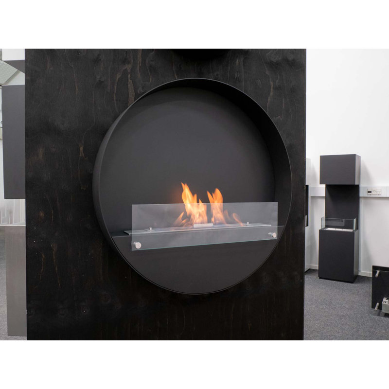 Noelia Belfry Heating Bio-Ethanol Fireplace with 7.5 BTU, 80cm H x 80cm W x 13cm D, Black