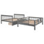 Lit superposé double sur escalier avec tiroir, rangement et barrière de sécurité pour chambre à coucher, couleur grise-841617482