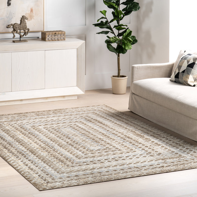 Eckhart Geometric Machine Washable Runner Rug for Living Room Bedroom Dining Room Entryway Hallway Kitchen, Rectangle 4' x 6'