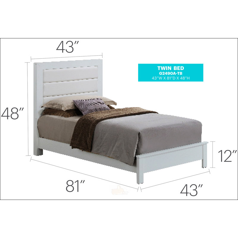 Contemporary Twin Bed, Twin, White