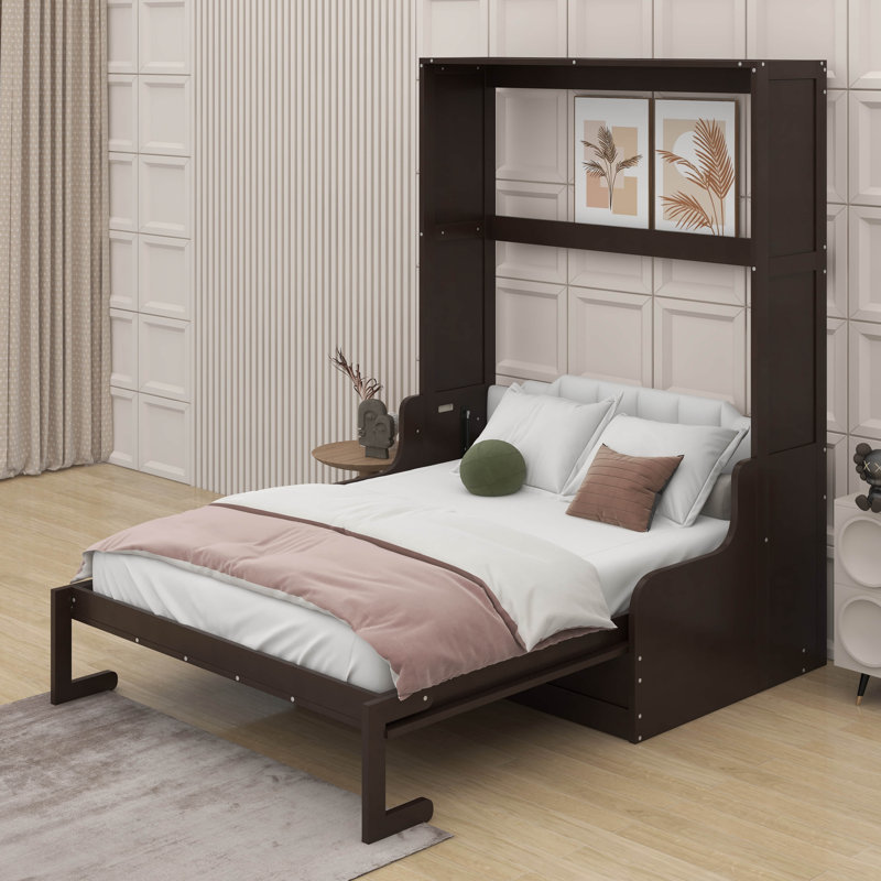 Grand lit escamotable avec coussin, Espresso
